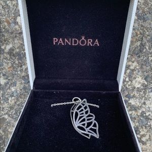 Never worn Pandora butterfly long necklace